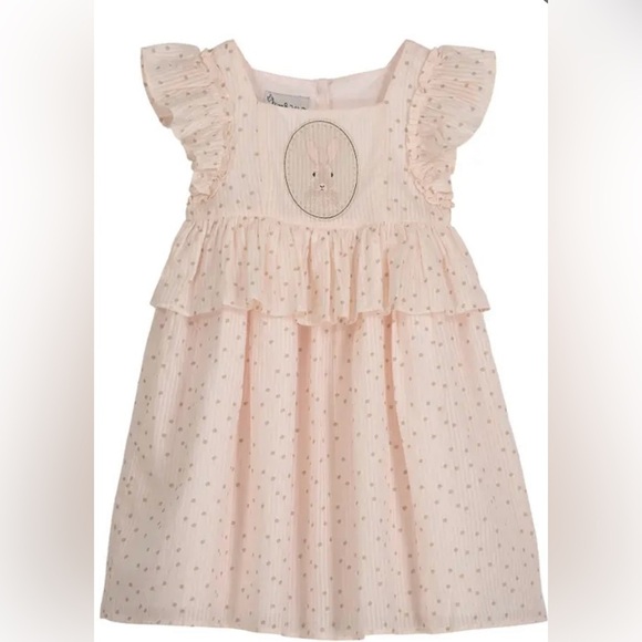 Pippa & Julie Adorable Pink Ruffled Dress with Bunny Design - Picture 1 of 5